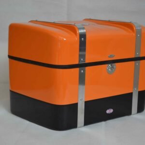 Stelvio topbox, orange/black, will hold full face helmet